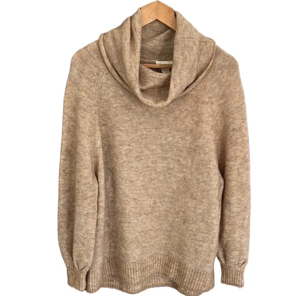 H&M Boho Super Soft Oversized Cowl Neck Sweater. Wool & Mohair Blend. Tan XS - Picture 1 of 4